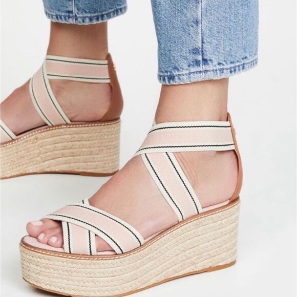 Tory Burch Pink and Cream Wedges - Picture 2 of 7
